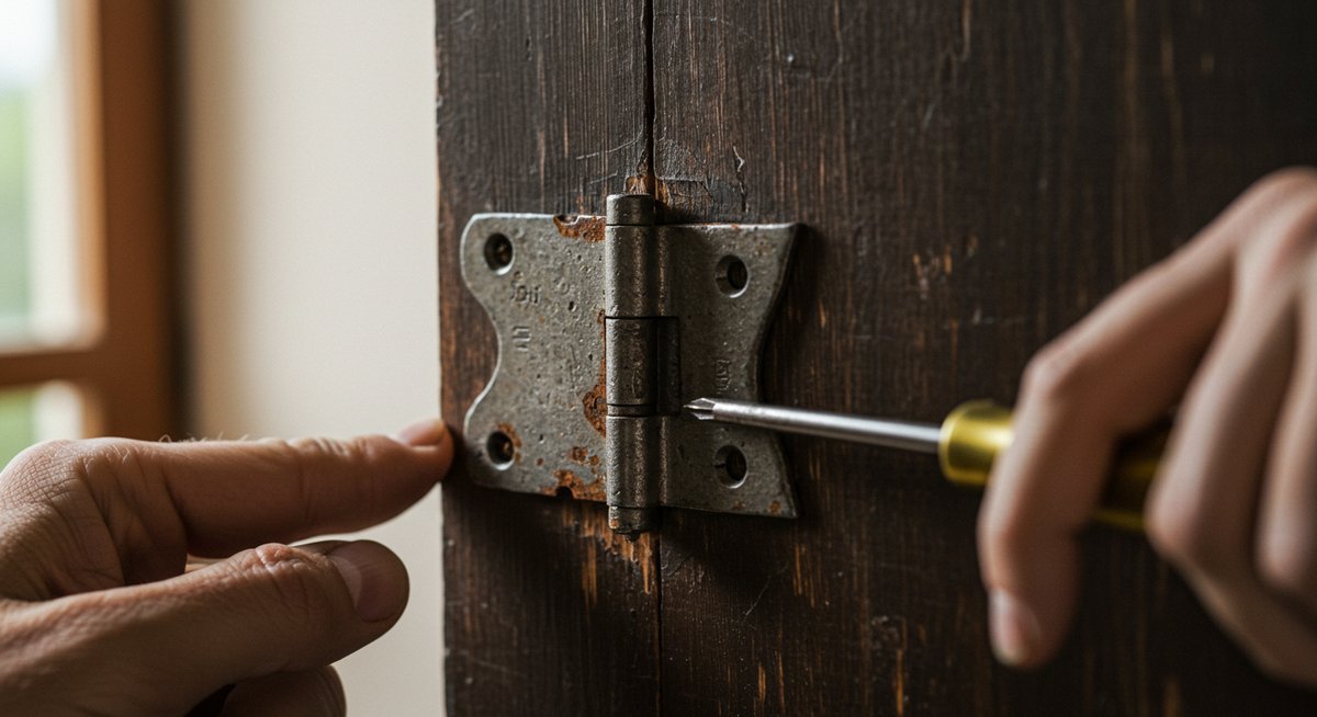 ドア 蝶番 調整 古い