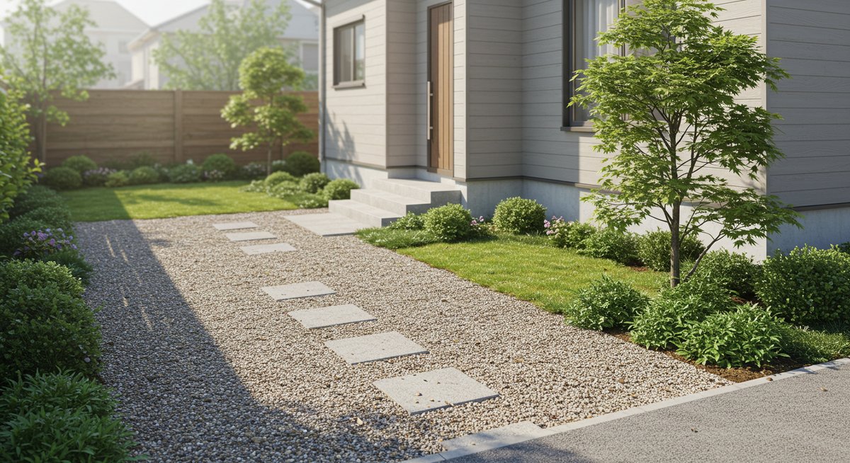かっこいい 庭 砂利 モダン