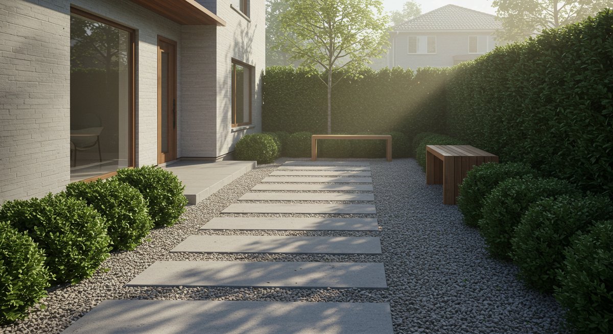 シンプルモダン 庭 砂利